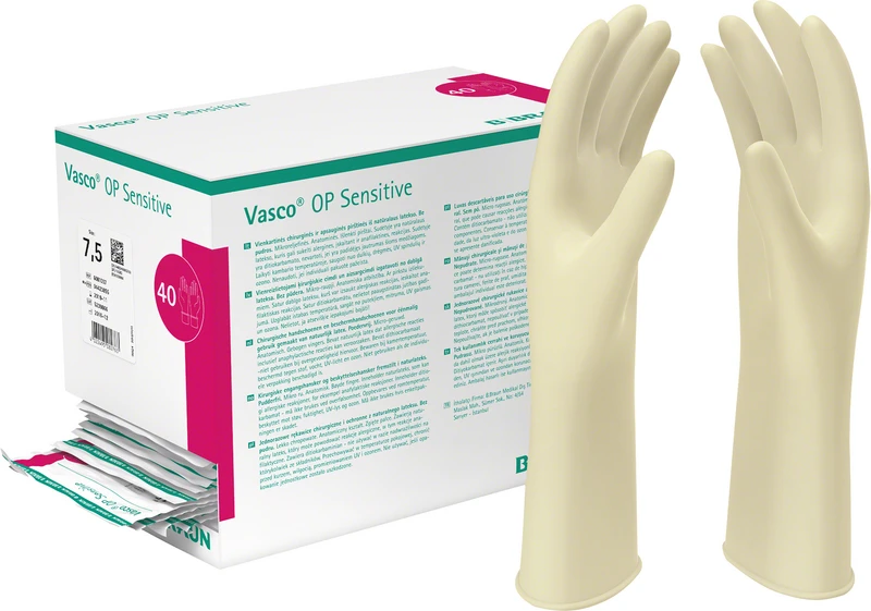 Vasco® OP Sensitive  Karton  40 Paar puderfrei, naturweiß, Größe 7,5