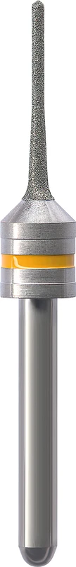 CAD\CAM Diamant Schleifer  Stück  diamantiert, gelb, Schaft-Ø 3 mm, Figur konisch, Kopflänge: 14 mm, ISO 010