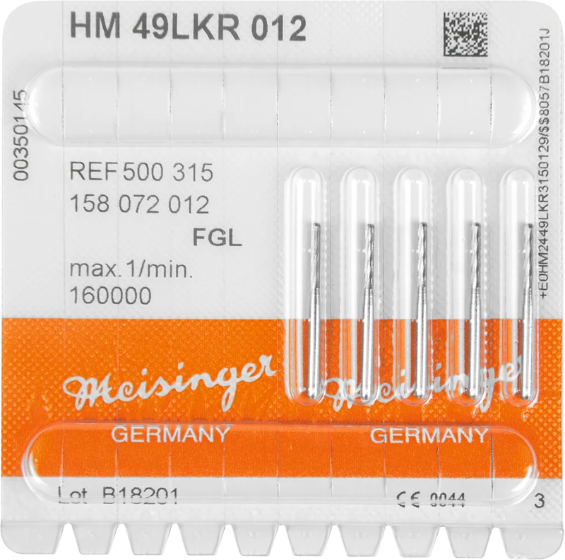 HM-Finierer 49LKR  Packung  5 Stück fein, FG L, Figur 158 Zylinder mit abgerundeter Kante, 8 mm, ISO 012