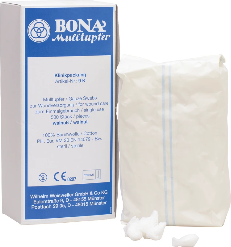 BONA Mulltupfer  Klinikpackung  500 Stück Walnuss