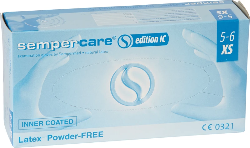sempercare® IC Latexhandschuhe  Packung  100 Stück puderfrei, naturweiß, XS