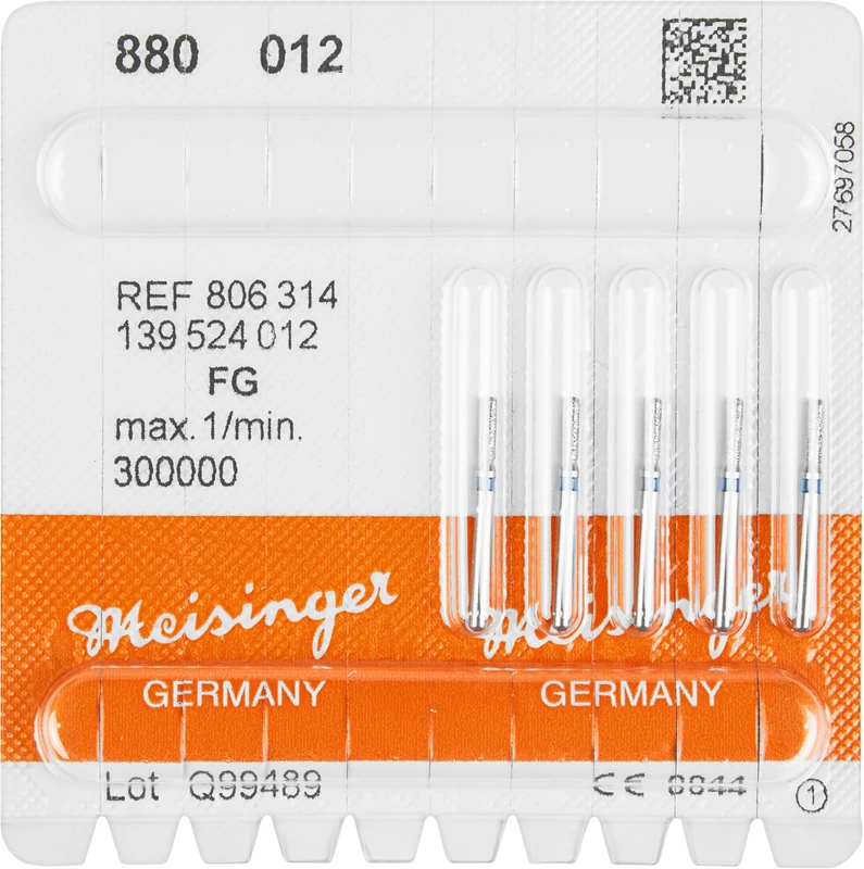 Diamanten 880  Packung  5 Stück blau mittel, FG, Figur 139 Zylinder rund, 5 mm, ISO 012