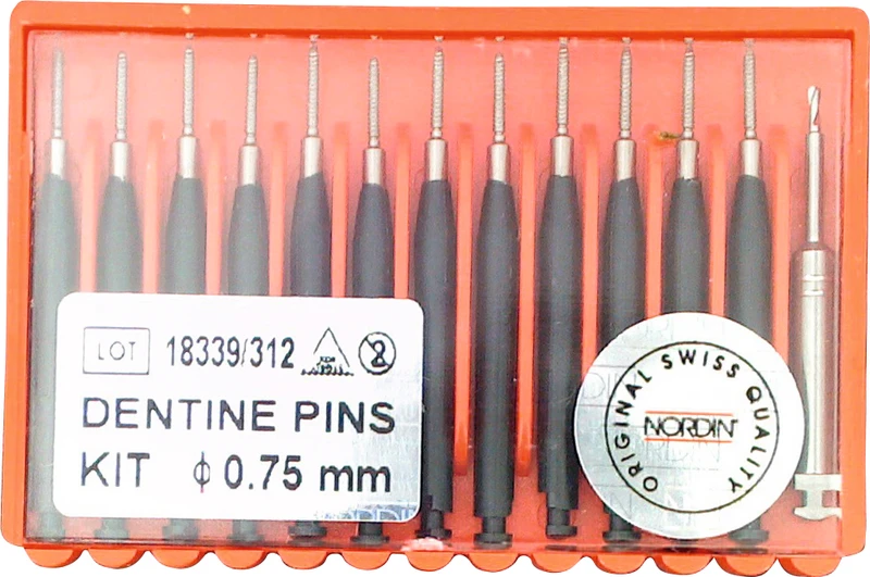 TITANIUM Dentine Stifte  Set  12 Stück schwarz, 0,75 mm