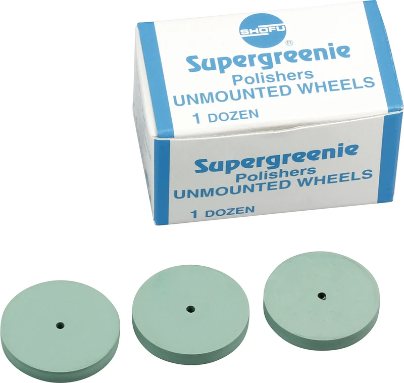 Silikonpolierer  Packung  12 Stück unmontiert gelb, grün, Figur Rad, ISO 220