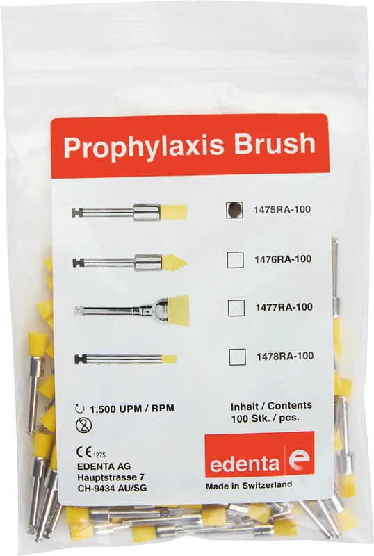 Prophylaxe Bürste  Packung  100 Stück gelb, ISO 035, RA