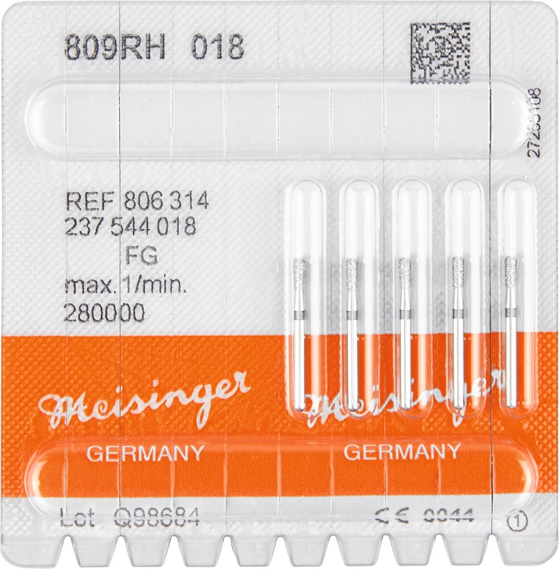 Diamanten 809  Packung  5 Stück schwarz super grob, FG, Figur 237 Birne rund, 3,7 mm, ISO 018