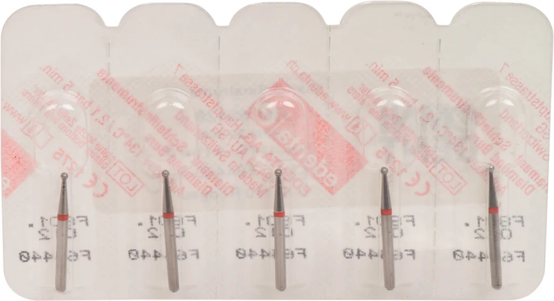 Omni Diamanten 801  Packung  5 Stück rot fein, FG, Figur 001 Kugel, ISO 012