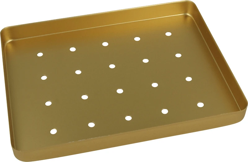 Norm-Tray Aluminium  Stück  Boden gelocht gold, mini, 18 x 14 cm