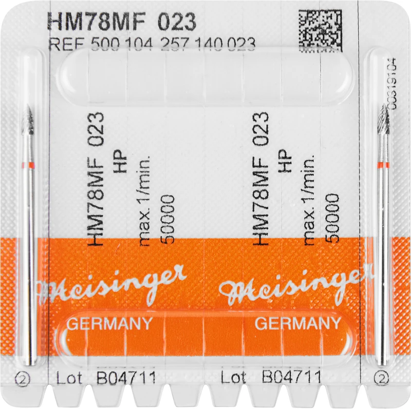 HM-Fräser MF  Packung  2 Stück kreuzverzahnt, rot fein, HP, Figur 257, 5,5 mm, ISO 023