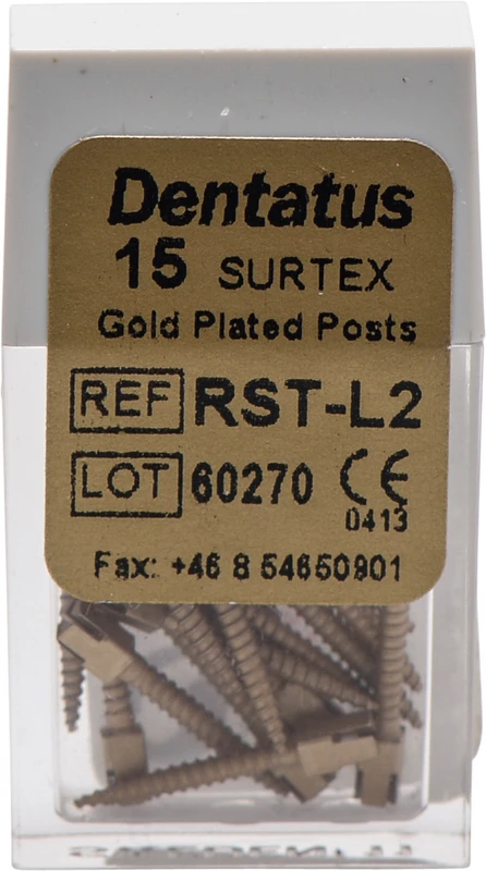 Classic Surtex vergoldete Wurzelstifte  Packung  15 Stück 11,8 mm, Ø 1,2 mm, Größe 2