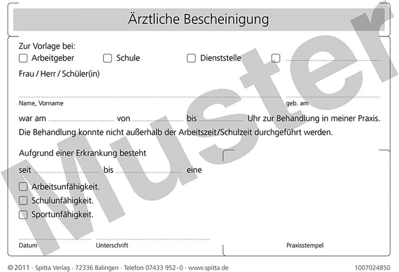 Ärztliche Bescheinigung  Packung  100 Stück