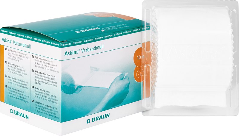 Askina® Verbandmull  Rollenpackung  10 m im Klarsichtdispenser
