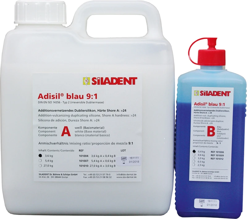 Adisil® blau  Karton  3,6 kg Flasche A , 0,4 kg Flasche B