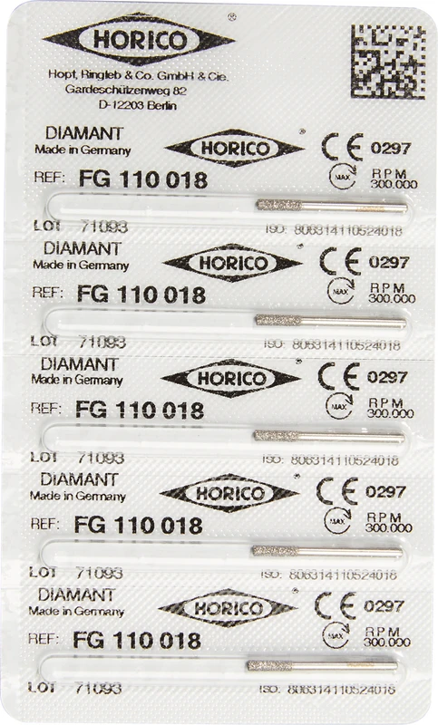 Diamantschleifer 110  Packung  5 Stück FG, Figur 110, 6 mm, ISO 018