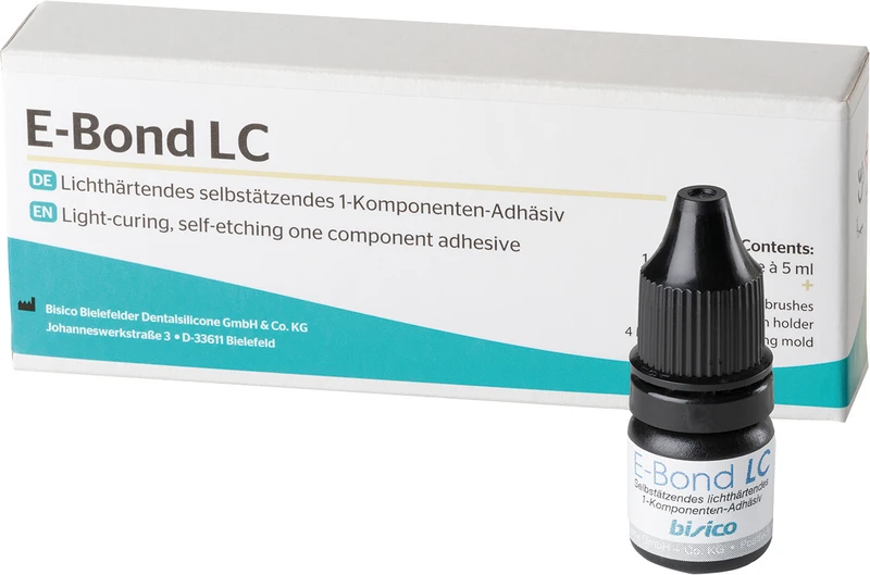 E-Bond LC  Packung  5 ml Flasche, 1 Pinselhalter blau, 25 Einwegpinsel, 4 Mischpaletten schwarz