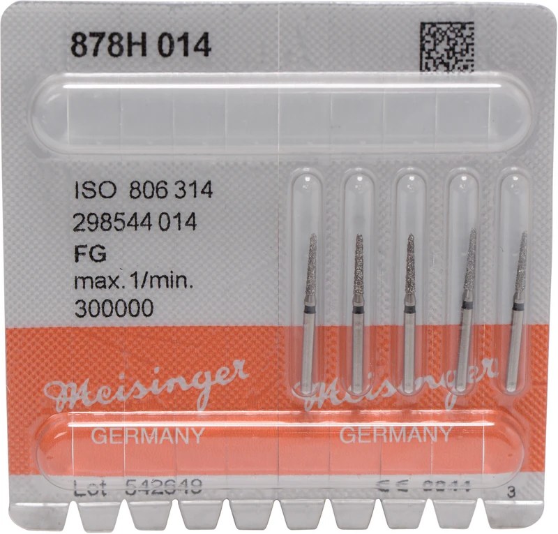 Diamanten 878  Packung  5 Stück schwarz super grob, FG, Figur 298 Torpedo, 8 mm, ISO 014