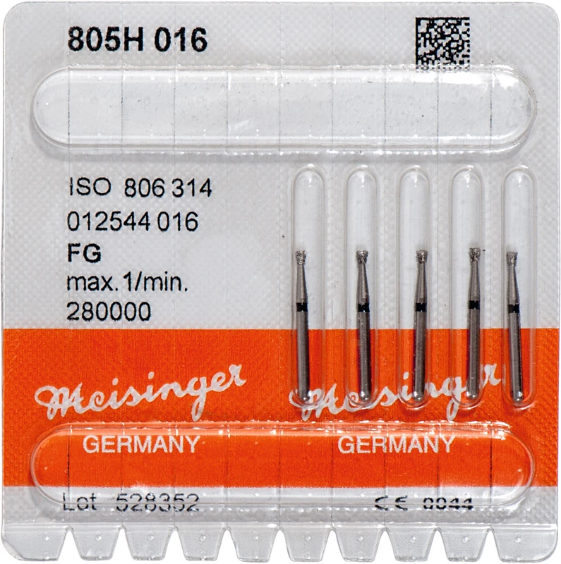 Diamanten 805  Packung  5 St. schw. s-grob, FG, Fig. 012 umgek. Kegel, Kante scharf, 1,5 mm, ISO 016