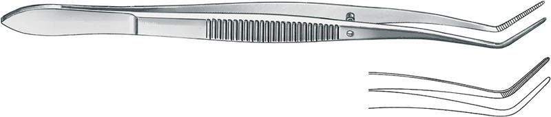 Zahnpinzette nach Meriam  Stück  16 cm, gewinkelt, Figur 3