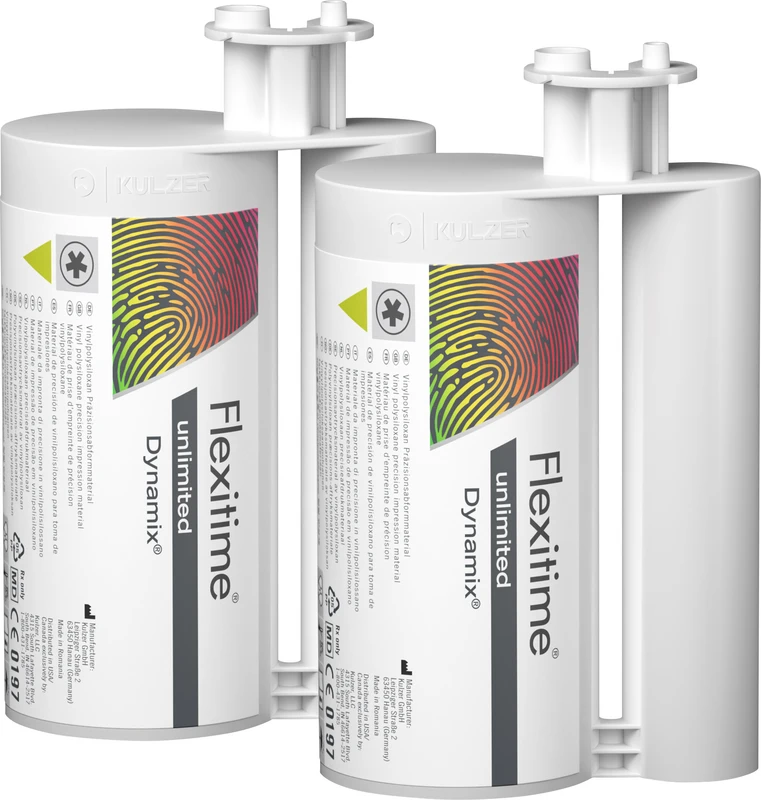 Flexitime® unlimited   Refillpackung Dynamix  2 x 380 ml Kartusche, 2 Mixing Tips, 1 Fixationsring, 1 Gebrauchsinformation