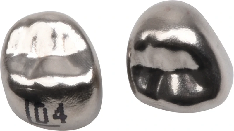 PEDO CROWNS  Nachfüllpackung  5 Stück Edelstahl, Gr. 4, OK, links, 1. Milchzahn