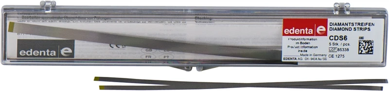 Breite Diamantstreifen  Packung  5 Stück einseitig, gelb superfein, 6 mm, Stärke 0,08 mm