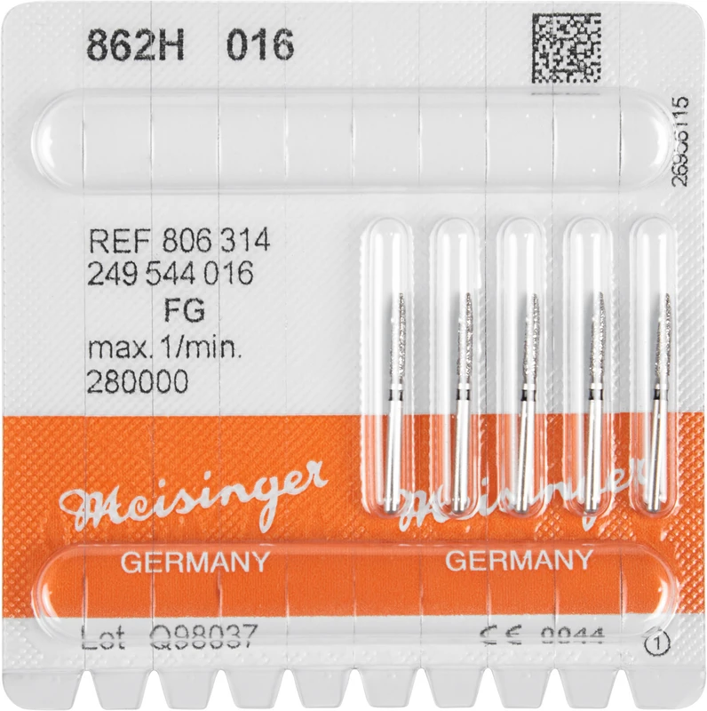 Diamanten 862  Packung  5 Stück schwarz super grob, FG, Figur 249 Flamme, 8 mm, ISO 016