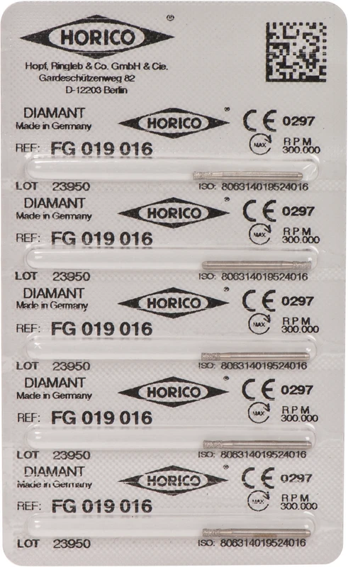 Diamantschleifer 019  Packung  5 Stück FG, Figur 019, 3 mm, ISO 016