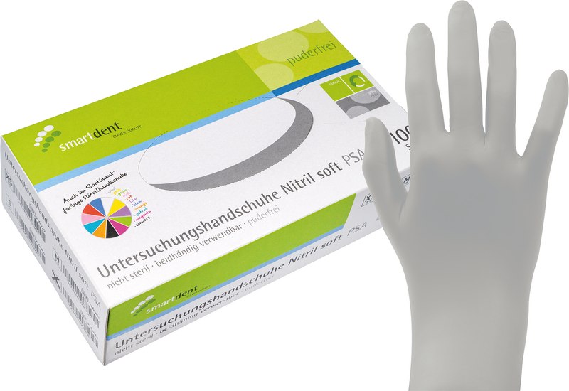smart Nitrilhandschuhe Soft PF  Packung  100 Stück puderfrei, grau, XS
