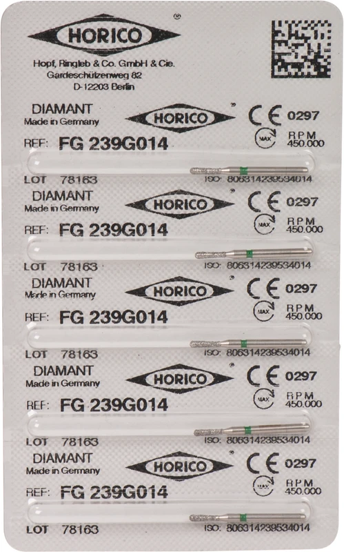 Diamantschleifer 239  Packung  5 Stück grün grob, FG, Figur 239, 5 mm, ISO 014