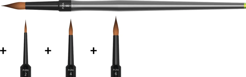 PURA.brush  Kit  1 Pinsel Größe 8, 3 Pinselspitzen (Größe 2, 4, 6)