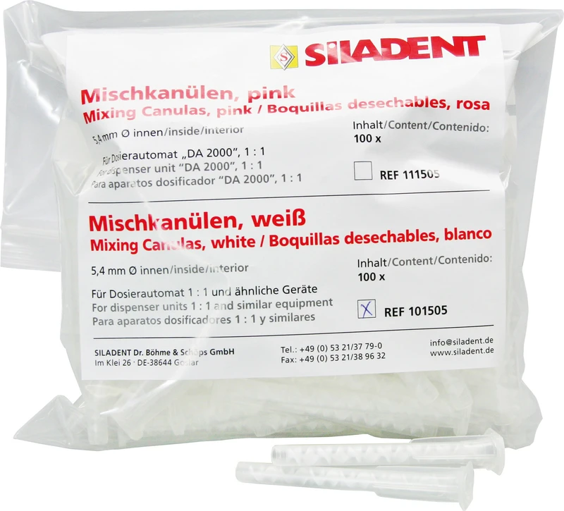 Mischkanülen 1:1  Packung  100 Stück weiß