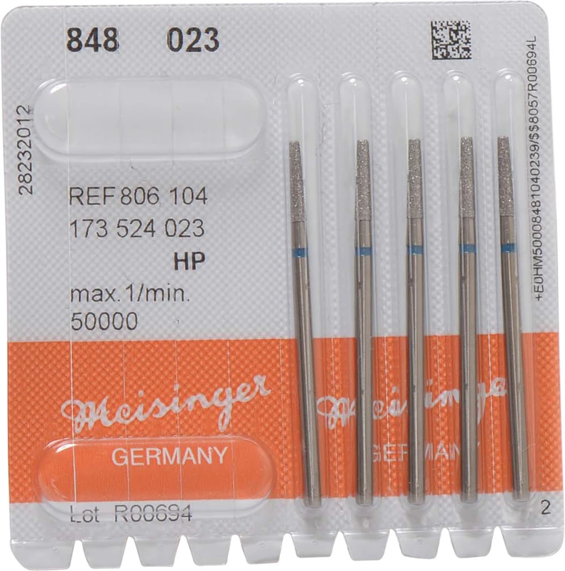 Diamanten 848  Packung  5 Stück blau mittel, HP, Figur 173 konisch, Kante scharf, 10 mm, ISO 023