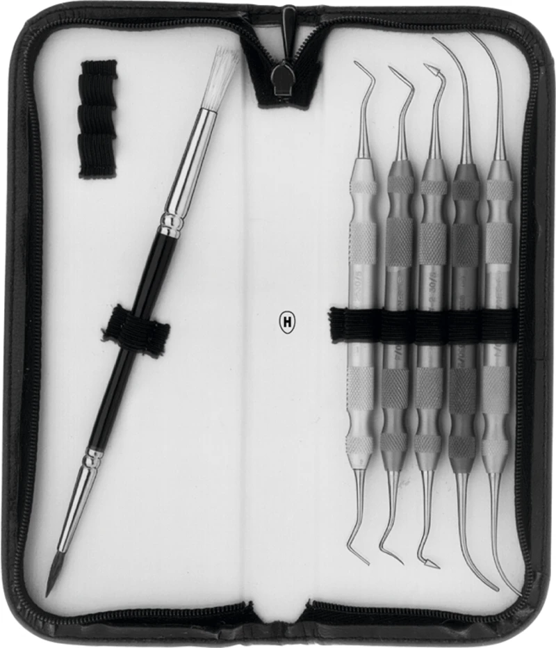 Aufwachsinstrumente nach P. K. Thomas  Satz  5 Aufwachsinstrumente, 1 Pinsel, im Etui, HSL 023-15