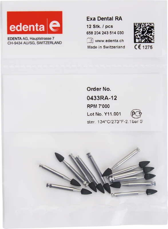 Exa Dental  Packung  12 Stück schwarz, RA, Figur 243, 6 mm, ISO 030