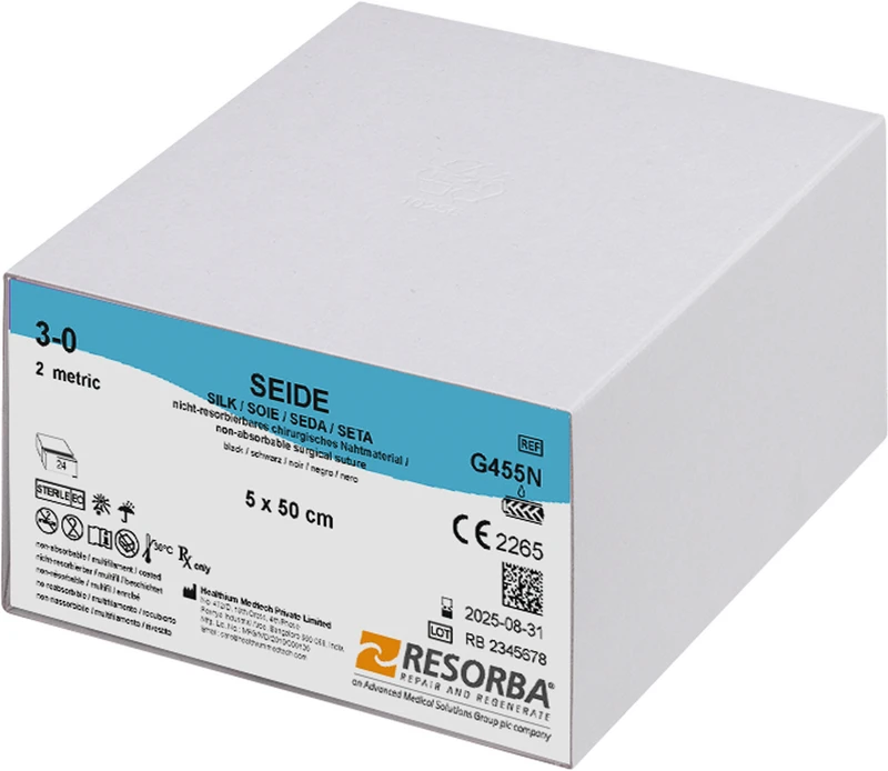 SEIDE  Packung  24 Stück schwarz, 5 x 50 cm, USP 3\0