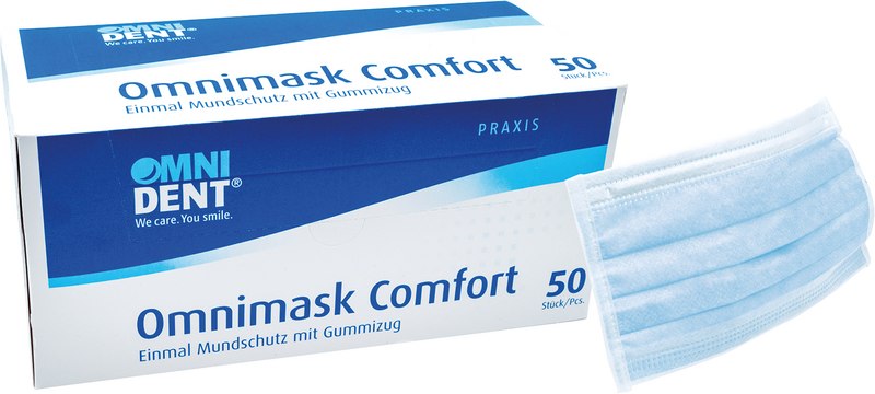 Omnimask Comfort  Packung  50 Stück blau mit Gummizug