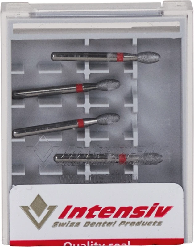 Diamanten 379  Packung  6 Stück rot fein, FG, Figur 277 Eiform, 4,5 mm, ISO 022