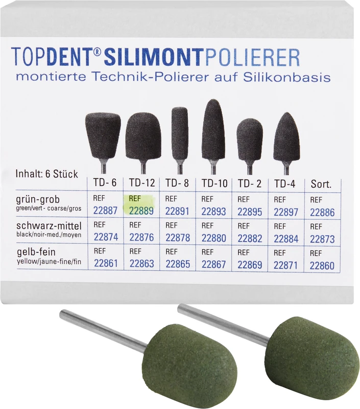TOPDENT Silimont Polierer  Packung  6 Stück grün grob, TD-12