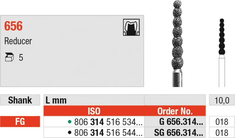 Reducer 656  Packung  5 Stück grün grob, FG, Figur 516, 10 mm, ISO 018