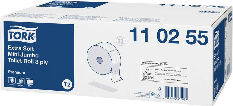 TORK® Mini Jumbo Toilettenpapier   Packung  12 Stück Premium, 3-lagig, weiß