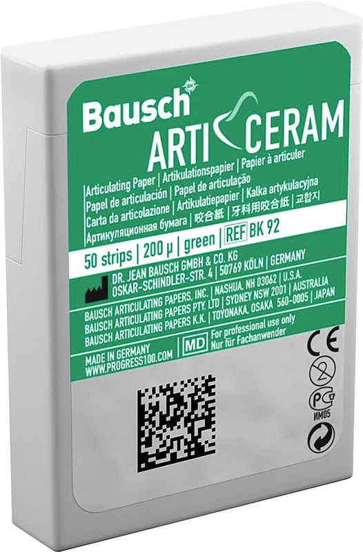 Arti-Ceram   Packung  1 Spender, 50 Artikulationspapiere grün, 200 µm , 52 x 20 mm