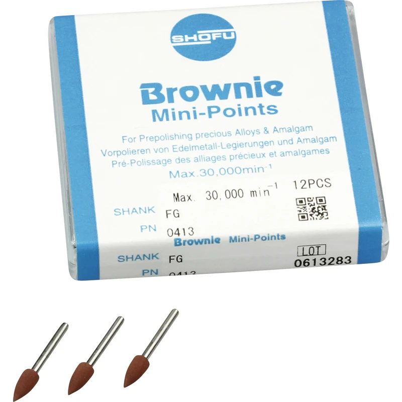 Silikonpolierer  Packung  12 Stück braun, FG, Figur Minispitze, ISO 030