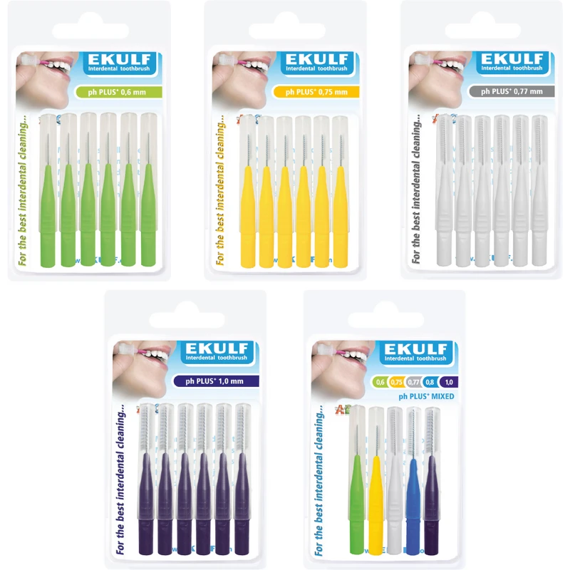EKULF Interdentalbürsten ph PLUS  Packung  6 Stück weiß, Ø 0,77 mm
