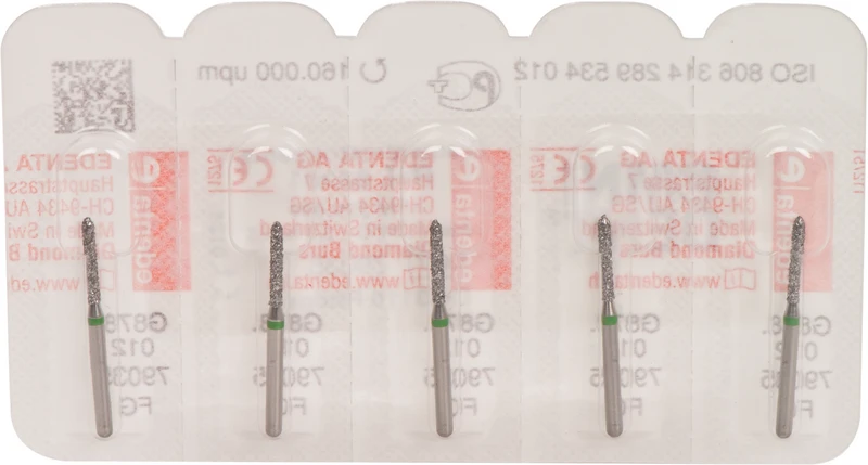 Omni Diamanten 878  Packung  5 Stück grün grob, FG, Figur 289 Torpedo zylindrisch, 8 mm, ISO 012