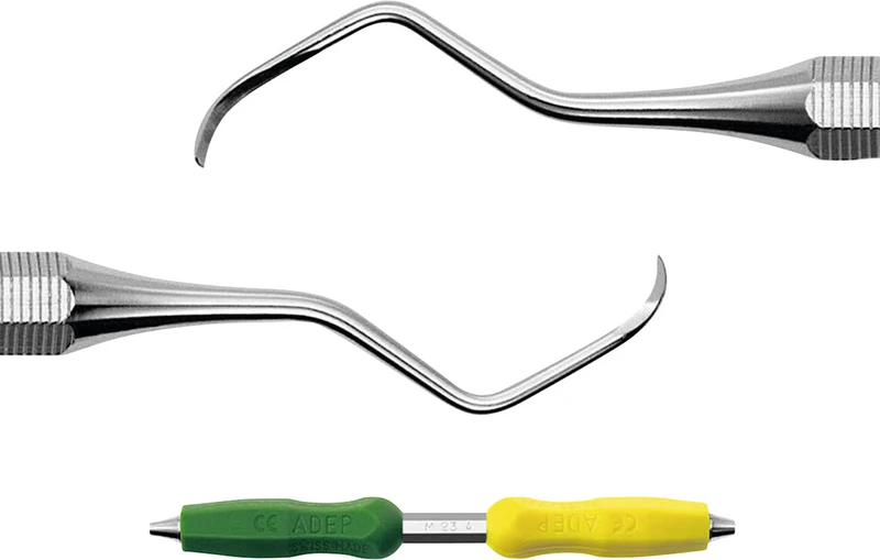 DEPPELER Universalküretten  Stück  Figur 23A, ADEP-Griff, grün\gelb