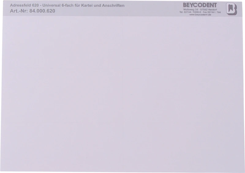 Adressfeld 620   Packung  600 Stück