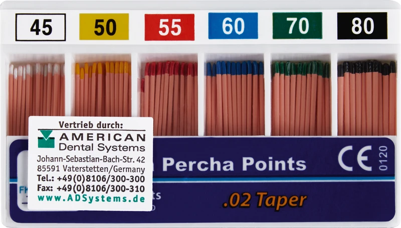 FKG Gutta Percha  Sortiment  120 Stück Taper.02 ISO 045-080