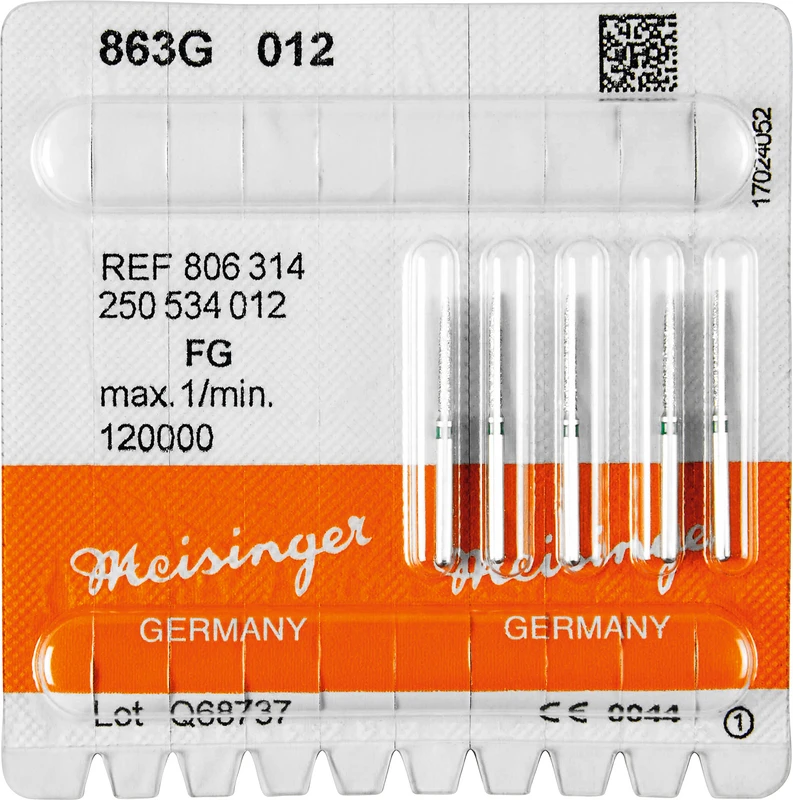 Diamanten 863  Packung  5 Stück grün grob, FG, Figur 250 Flamme, 10 mm, ISO 012