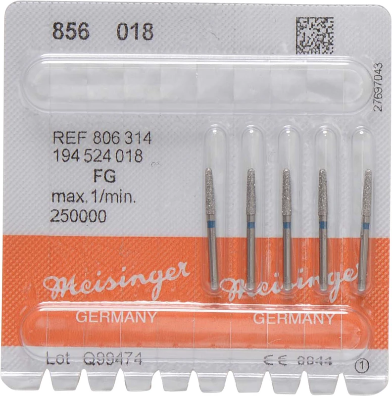 Diamanten 856  Packung  5 Stück blau mittel, FG, Figur 194 Konus rund, 8 mm, ISO 018