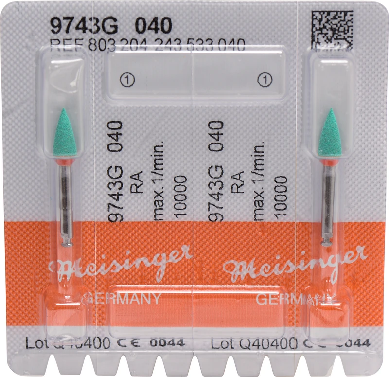 Diamantpolierer 9743  Packung  2 Stück grün grob, RA, Figur 243, 10 mm, ISO 040